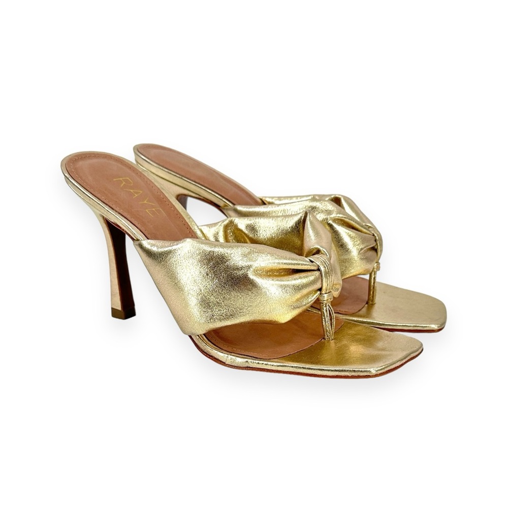 RAYE Brinn Heelin Gold - Metallic Gold Cushioned Heeled Sandals sz 6